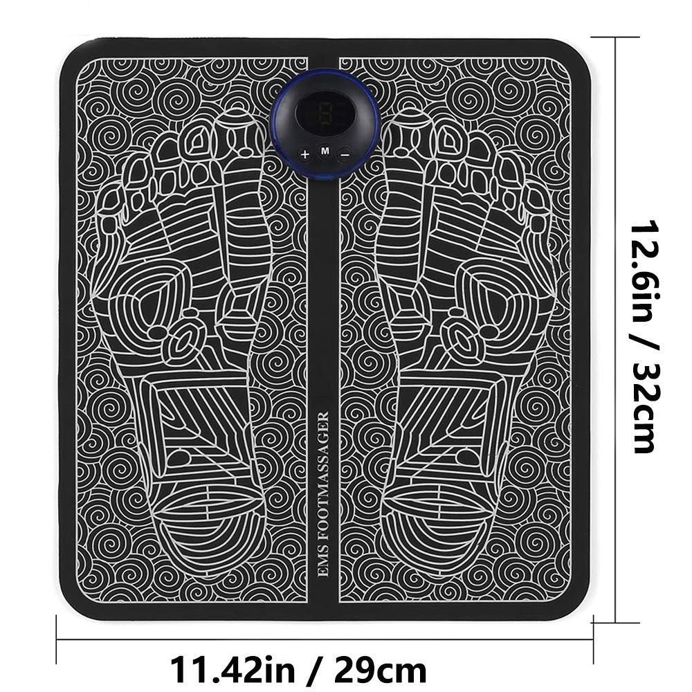 Home Portable Folding Foot Vibrator Massage Mat Pad High Frequency Electric EMS Foot Massager with Heat