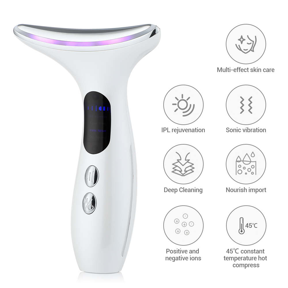 Home Use Beauty Equipment Ems Rf Led Vibrating Anti Aging Facial Massager Skin Firming Face Wrinkle Remover Neck Lift Device USB