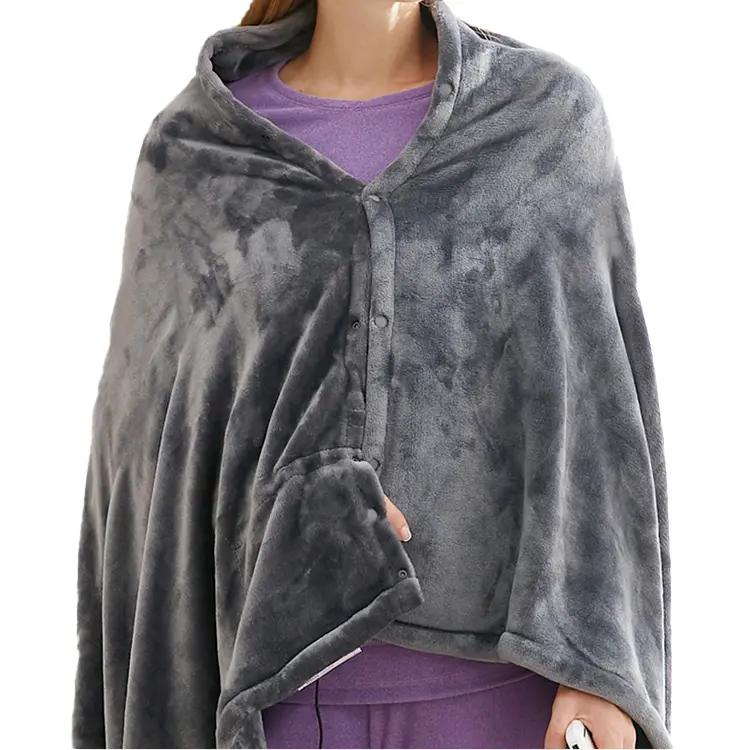 neck shoulder pad coral fleece wearable portable graphene usb heating shawl electric blanket